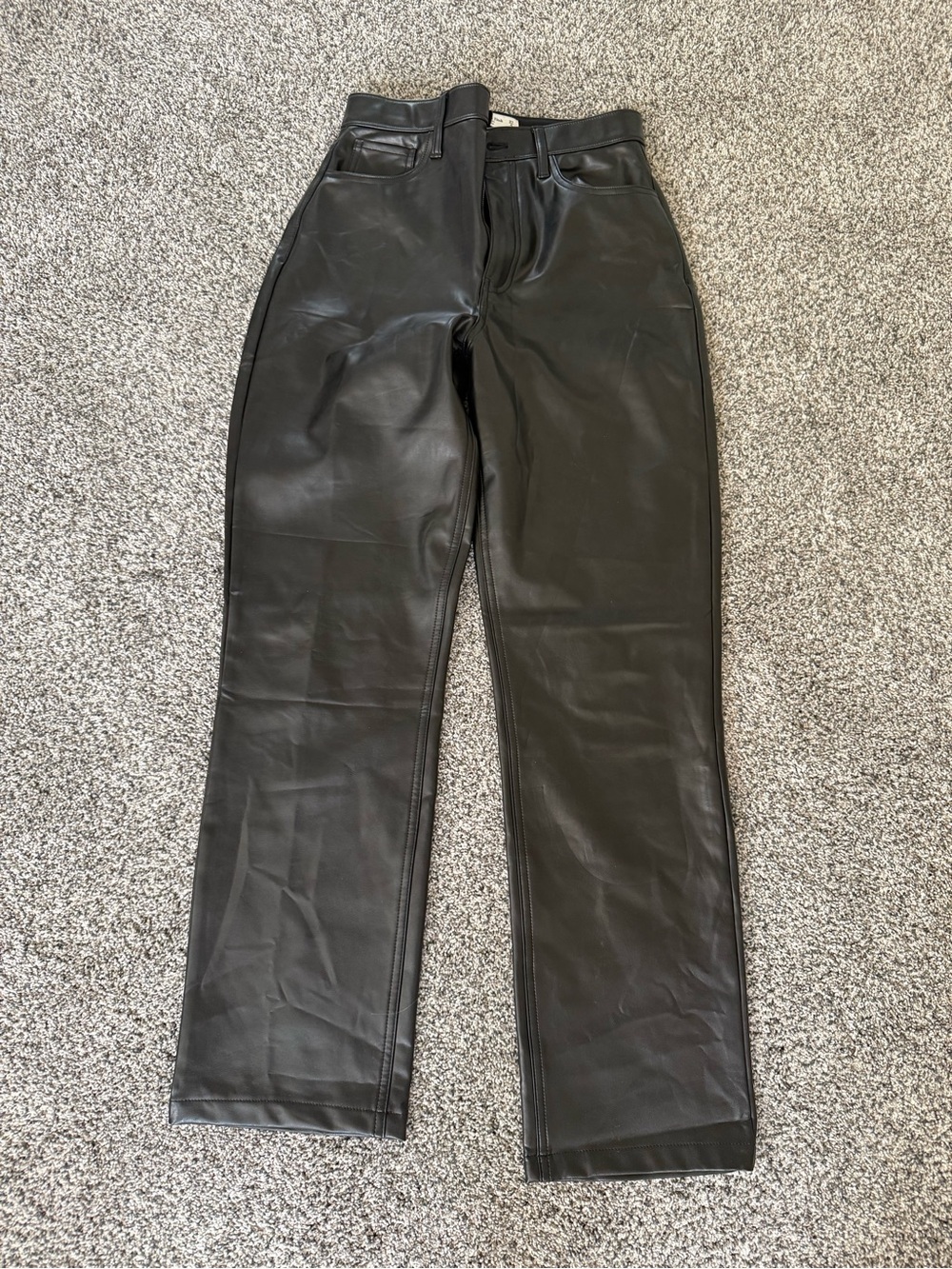 Abercrombie Black Faux Leather Straight-Leg Pants